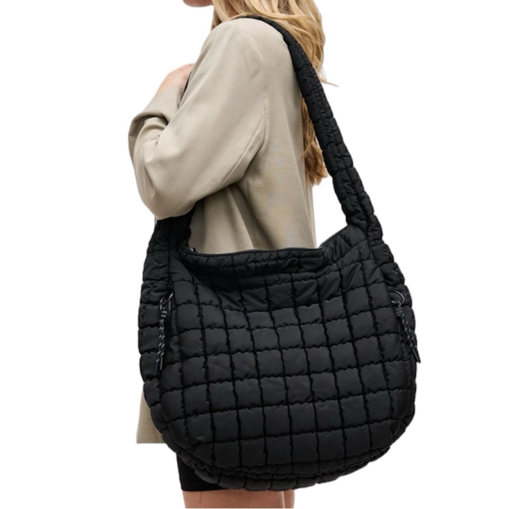 🦋NWT VIRAL Urban Expressions Puffy Quilted Carry-All Crossbody Bag n black